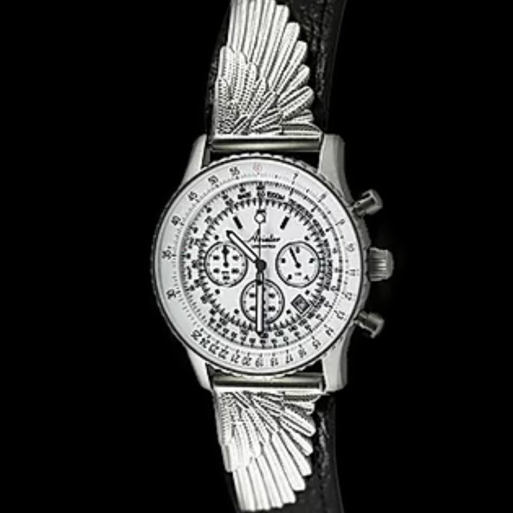 Men's Leather Band Aviator Chronograph Watch